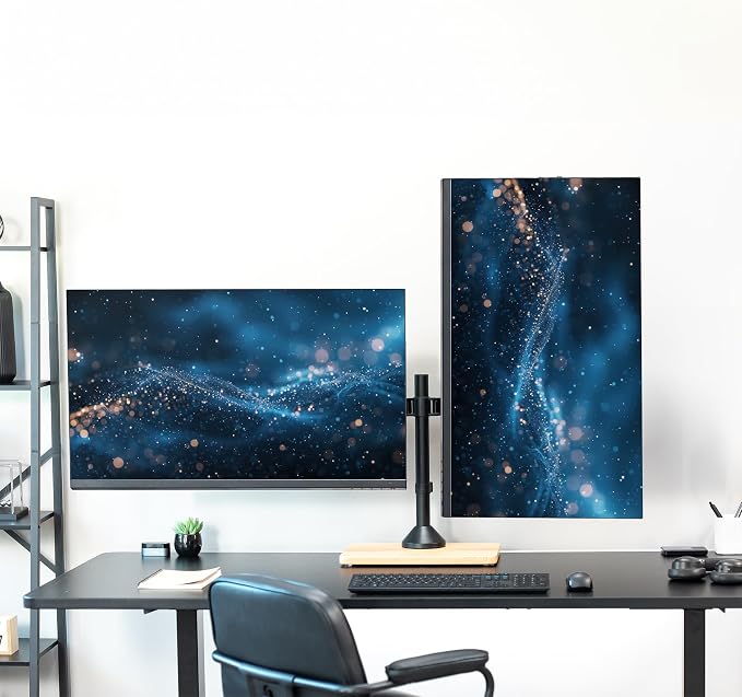 VIVO Dual Monitor Desk Stand for 13 to 32 inch Screens, STAND-V002FD-B | Articulating, Freestanding Adjustable Monitor Arm, Black with Wood Base, Computer Stand for 2 Monitors, Holds 22 lbs Each - Image 8