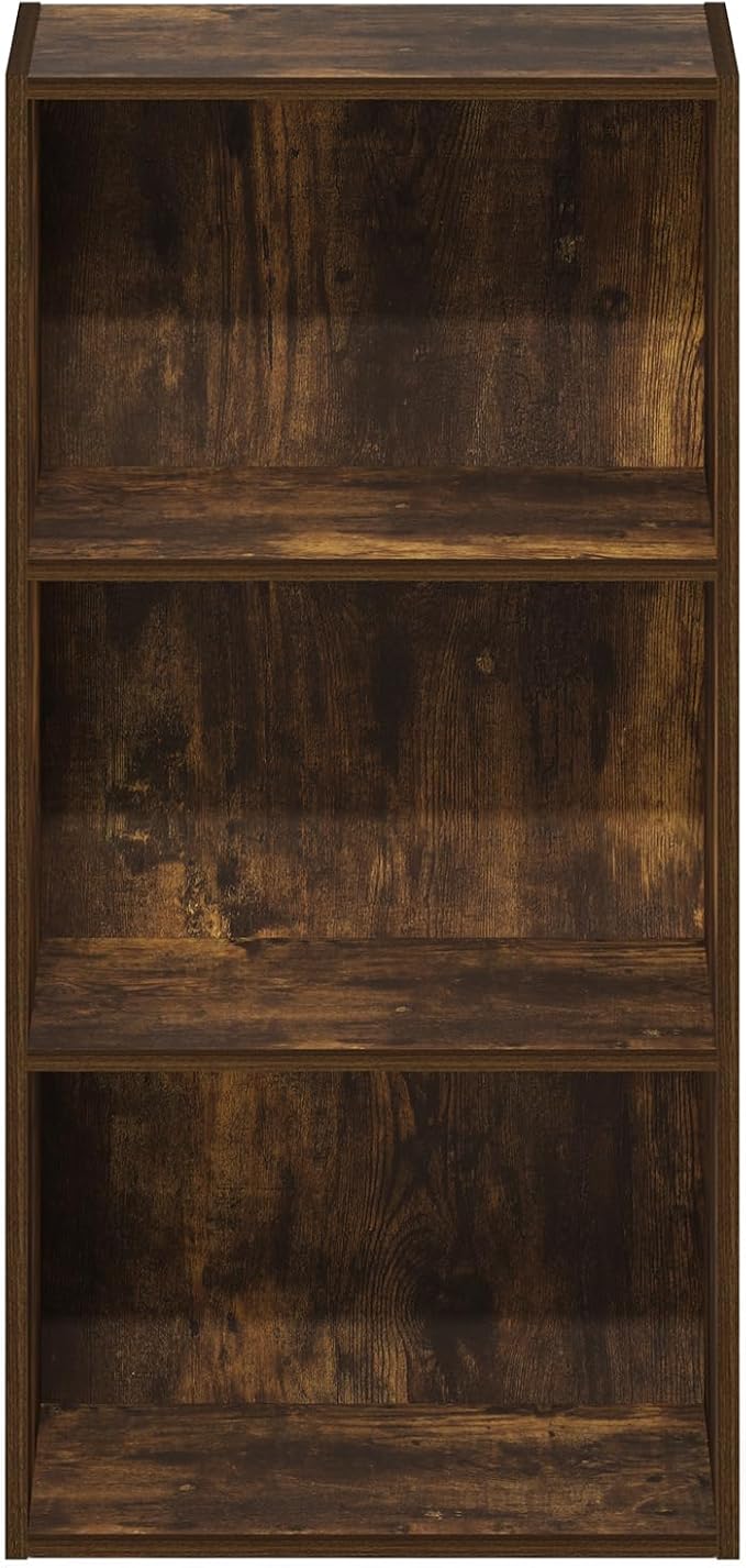Furinno LUDER Book Shelf, 3-Tier Modern Bookshelf, Open Shelves Bookcase, 9.3" x 16" x 31.4", for Living Room, Bedroom, Home Office, Amber Pine - Image 7