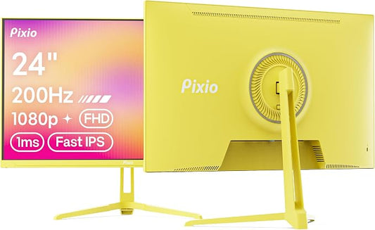 Pixio PX248 Wave Yellow 24 inch 200Hz Refresh Rate FHD 1080p Resolution Fast IPS Panel 1ms GTG Response Time Built-in Speakers Gaming Monitor with Adaptive Sync by Pixio