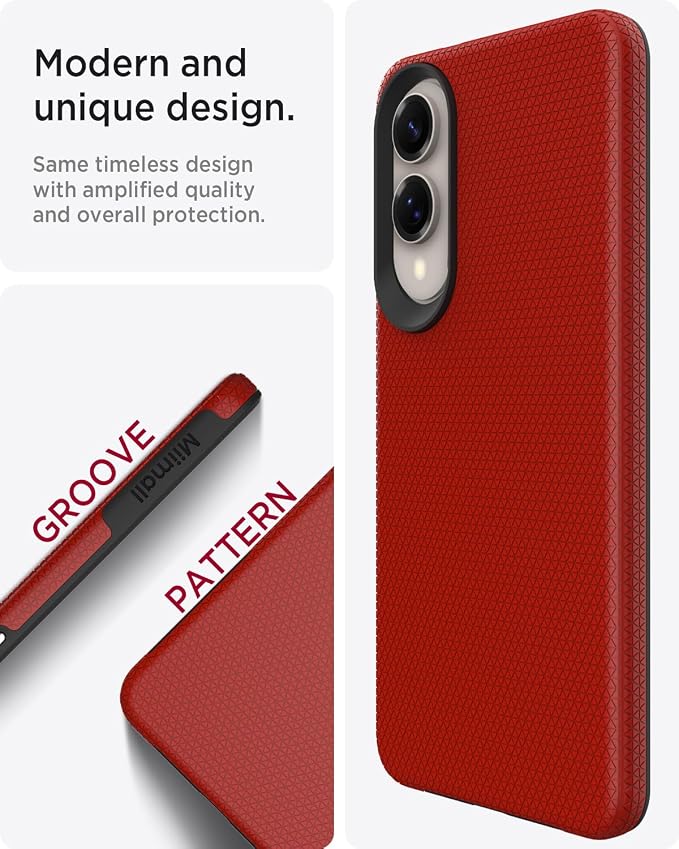 Miimall Slim ＆ Rugged for Samsung Galaxy S25 Edge 5G Phone Case, 10FT Mil-Grade Shockproof Dropproof, Anti-Slip Grip Anti-Scratch Men Thin Heavy Duty Phone Cover para Samsung S25 Edge 5G, Red - Image 5