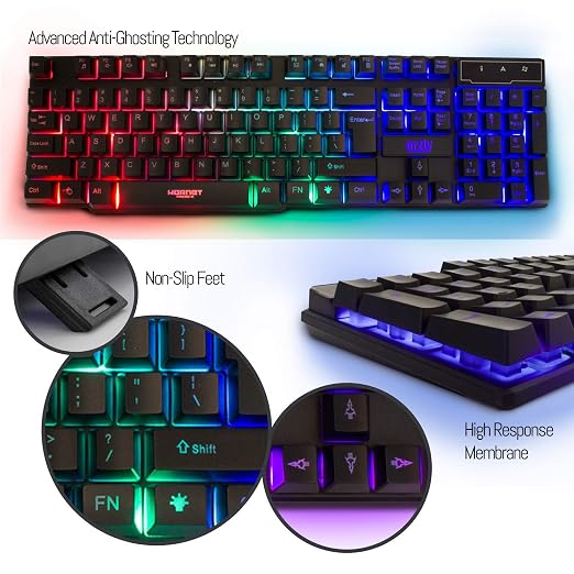 Gaming Keyboard and Mouse and Mouse pad and Gaming Headset, Wired LED RGB Backlight Bundle for PC Gamers and Xbox and PS4 Users - 4 in 1 Edition Hornet RX-250 - Image 2