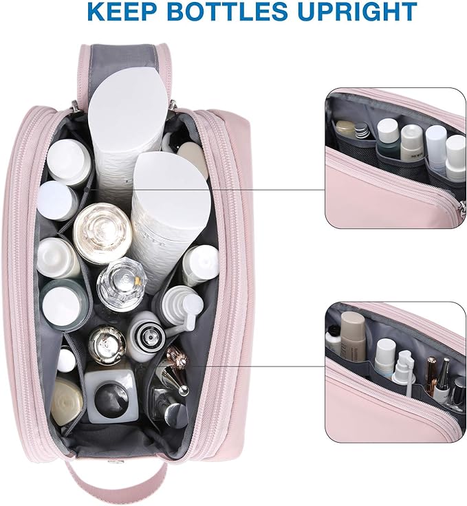 BAGSMART Toiletry Bag for Men, Travel Toiletry Organizer Dopp Kit Water-resistant Shaving Bag for Toiletries Accessories, Door Room Essentials,Pink-medium - Image 2
