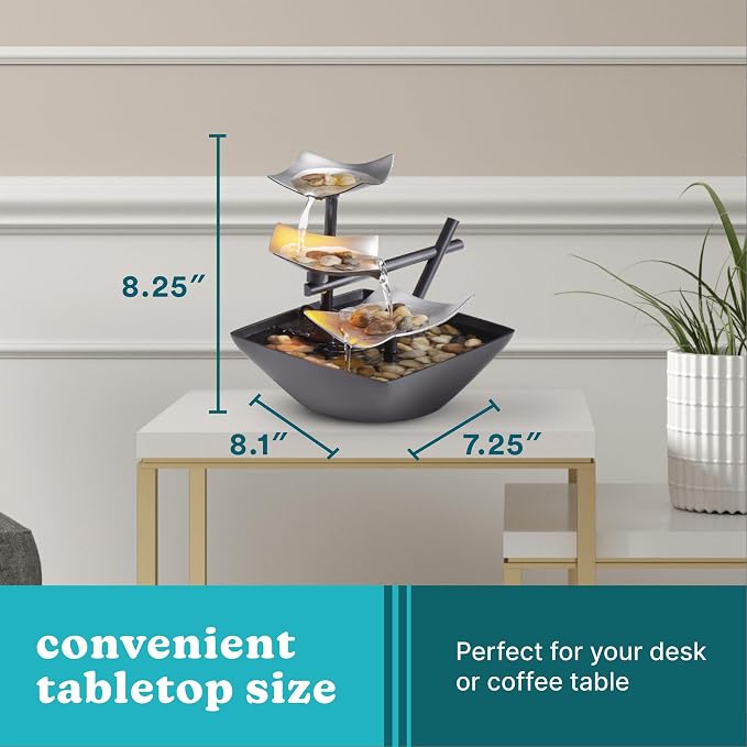 Homedics Tabletop Water Fountain, Home Décor Soothing Sound Machine - Automatic Pump, Deep Basin & Natural River Rocks. Indoor Zen Relaxation for Office, Living Room, or Bedroom, 8.25” Tall - Image 7