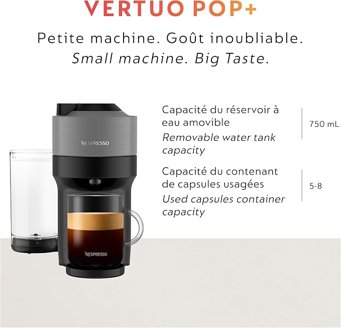 Nespresso Vertuo Pop+ Coffee and Espresso Maker by Breville, Dark Grey - Image 8