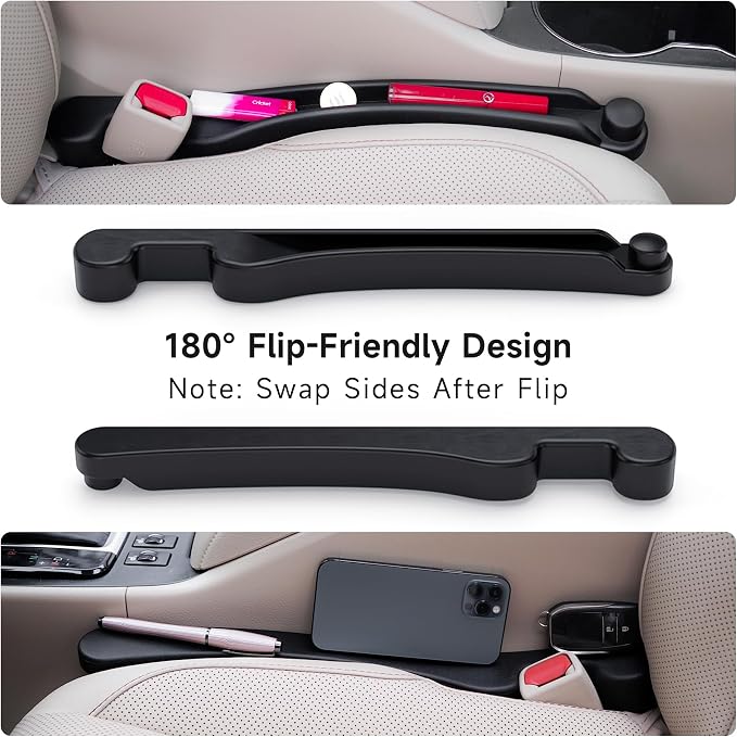 Givifive Car Seat Gap Filler Set of 2, Soft Foam Multifunctional Seat Side Gap Filler with Organizer & Hook Function, 3in1 Gap Stopper Universal Fit Car SUV Truck Fill The Gap Between Seat & Console - Image 7