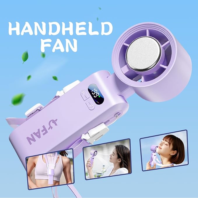Handheld Fan, Portable Handheld Fan with Ice Function, mini personal fan, Turbo Powerful Rechargeable Fans,1-199 Speed, Foldable, for Women Men Outdoor Indoor travel essentials(Purple) - Image 3