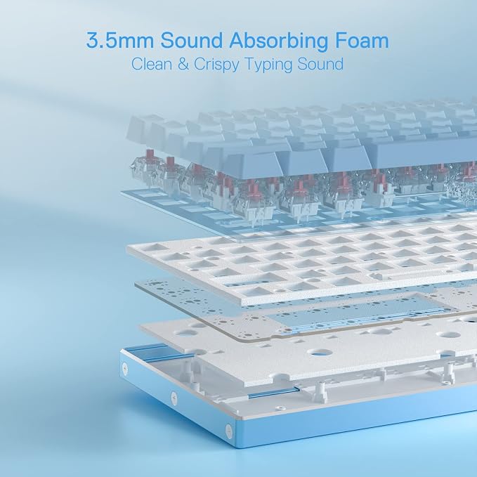 Redragon K556 Wired RGB Mechanical Gaming Keyboard, 104-Key Aluminum Board | Solid Desktop Stability, 20 Backlits for Immersive ESports Vibe, Hot-swap Creamy Custom Linear Switch, Gradient Blue Keycaps - Image 6