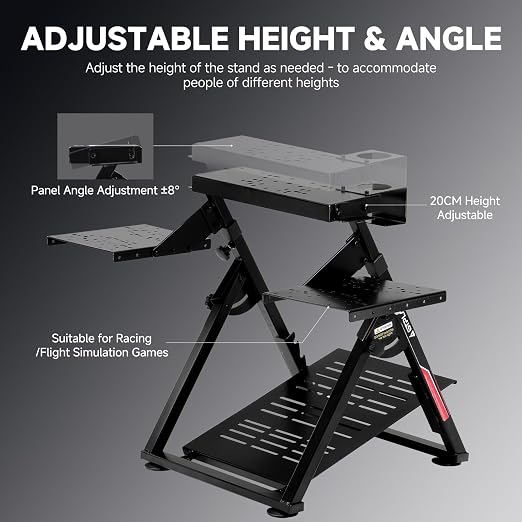GTPLAYER Flight Racing Simulation Stand Foldable Gaming Stand Compatible with Logitech/Thrustmaster/PXN Gaming Devices Adjustable Stable Simulator Cockpit Stand, Electronic Device Not Included, Black - Image 4