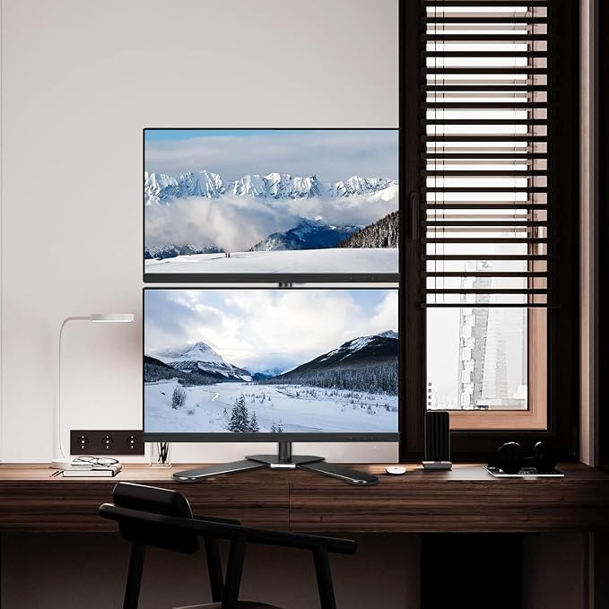 Suptek Dual LED LCD Monitor Stand up Free-Standing Desk Mount for 2 / Two Screens up to 32 inch Extra Tall 31.5 inch Pole Heavy Duty Fully Adjustable Stand Vertical Array (ML6802) - Image 8