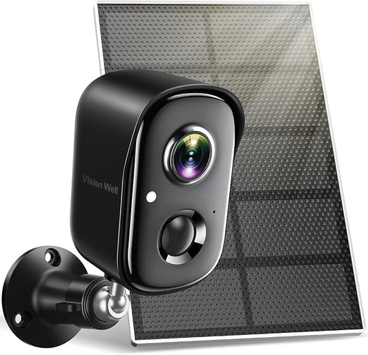 Security Cameras Wireless Outdoor, 2K Solar Cameras for Home Security, WiFi Cameras Battery Powered, AI Motion Detection, Color Night Vision, 2-Way Talk, Spotlight Siren Alarm-Black Grey Solar Camera by Unknown