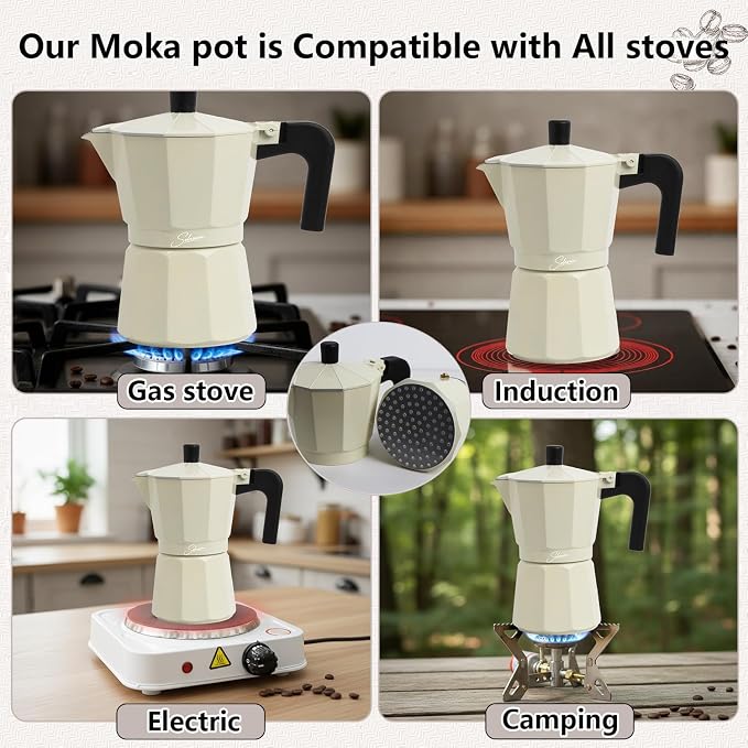 9 Cup Stovetop Espresso Maker Italian Moka Pot, Stove Top Cuban Coffee Maker, Greca Mocha Pot(Premium, 15 oz/450ml) - Image 2