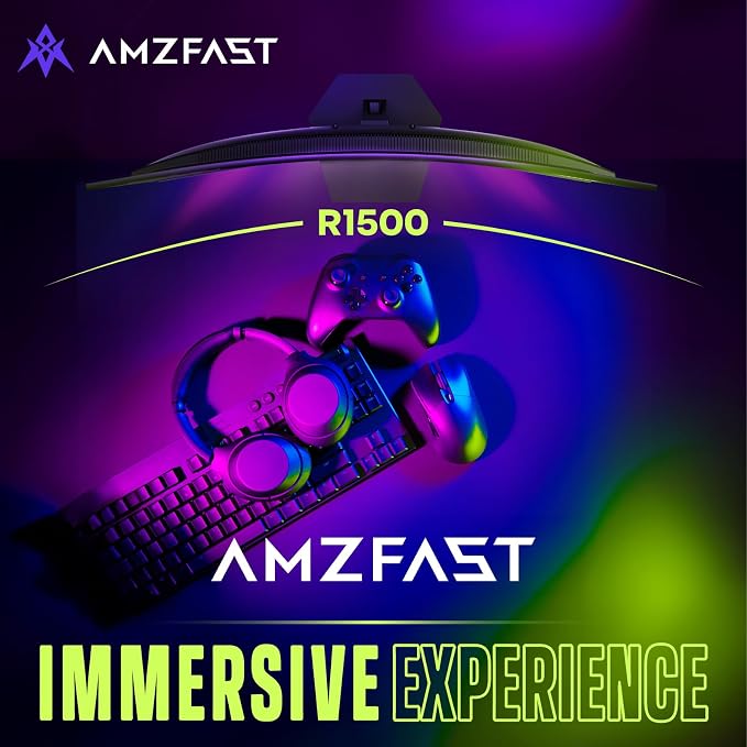 Amzfast 27 inch 200Hz Curved Gaming Monitor, FHD 1080p with Built-in Speakers, FreeSync, MPRT 1ms, 130% sRGB, 3000:1, 1500R, VESA Mount, HDMI 2.0&DP 1.4, 12 Months Warranty Exchange, AMZG27C1 - Image 5