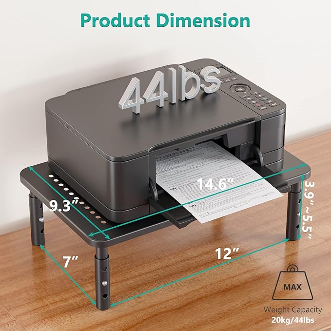 WALI Dual Monitor Stand for Desk, Desk Monitor Riser 3 Height Adjustable, Laptop Riser with Airflow Vents, Desk Organizer for Computer, Laptop, Printer, Notebook (STT003-2), 2 Pack, Black - Image 4