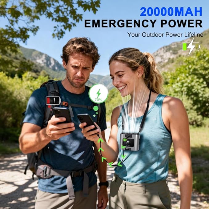 CAZOKASI 2026 Upgrade 20000mAh Waist Clip Fan Wearable Fan Portable Personal Body Fan Powerful Upto 36H Cooling and Heatstroke Prevention Fan (20000mAh/Grey) - Image 5