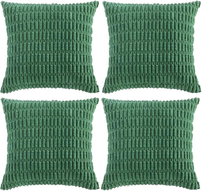 Fancy Homi 4 Packs Decorative Throw Pillow Covers for Living Room Couch Bed, Modern Farmhouse Boho Home Décor Accent Cushion Case, 18" x 18", Green by Fancy+Homi
