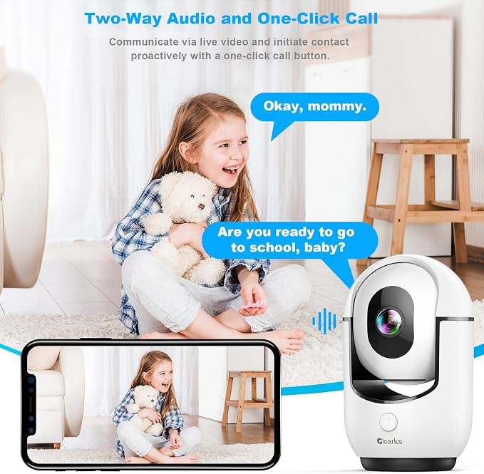 Cloarks 2K Pan/Tilt Security Camera, WiFi Indoor Cameras for Home Security with AI Motion Detection, Pet/Dog/Baby Camera with Phone App, 2-Way Audio, 24/7, Siren, TF/Cloud Storage - Image 6