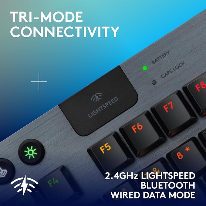 Logitech G915 X Lightspeed TKL Wireless Gaming Keyboard (Clicky) - Black | Low Profile, Mechanical Switches, Double-Shot PBT Keycaps, RGB lighting, Aluminum finish, PC/Mac Compatible - Image 5