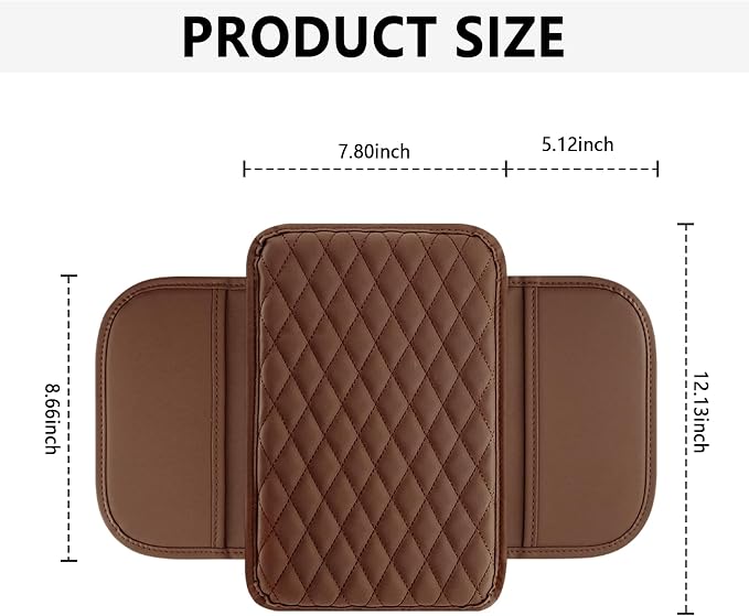Stacool Upgraded Car Center Console Cover,Microfiber Leather Car Armrest Cover Cushion with 2 Storage Bags,Universal Car Armrest Storage Box (Brown) - Image 2