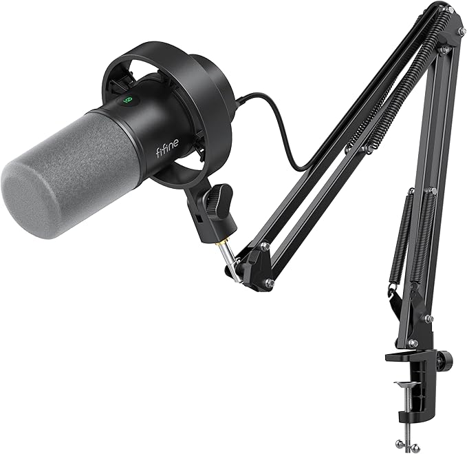 FIFINE AmpliTank K688CT Podcast Microphone Kit, USB/XLR Dynamic Vocal Mic | Streaming Mic with Boom Arm for PC/XLR Mixer, with Mute Button, Headphone Jack, Gain Knob, for Gaming Voice-Over Recording by FIFINE