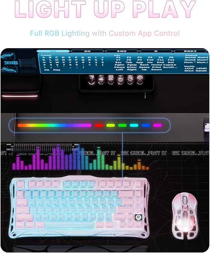GravaStar Mercury K1 Lite 75% Wireless Mechanical Gaming Keyboard RGB | Gasket Mount, Hot Swappable Linear Switches, Creamy Sound Keyboard, 2.4GHz/USB-C/Bluetooth 5.0, for Win/Mac - Image 7