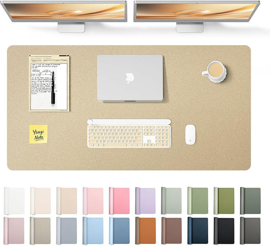 YSAGi Leather Desk Pad Protector, Office Desk Mat, Large Mouse Pad, Non-Slip PU Leather Desk Blotter, Laptop Desk Pad, Waterproof Desk Writing Pad for Office and Home (Gold,47.2" x 23.6") by YSAGi