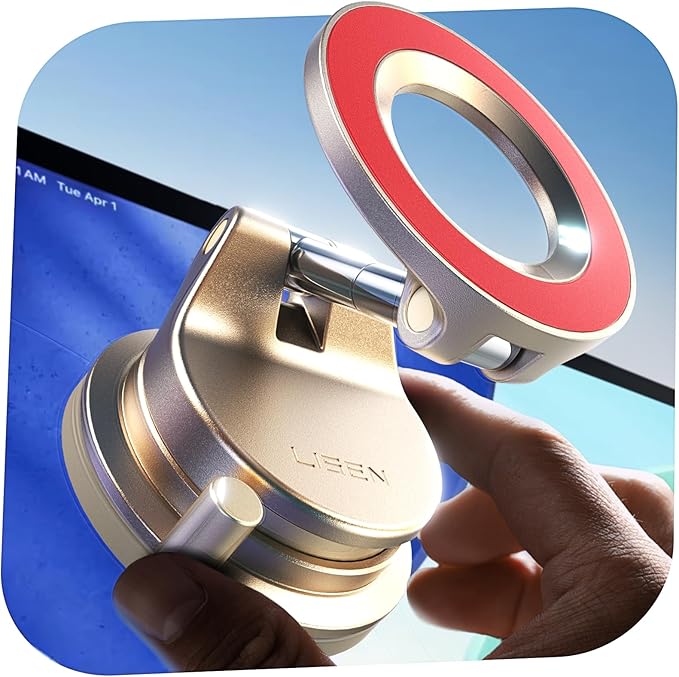 LISEN for Magsafe Car Mount, Cell Phone Holders for Your Car, Magnetic Car Accessories for Women Men Truck Jeep BMW, Vacuum Gifts Kits for iPhone 17 Pro Max 16 15 14 13 12, Samsung S26, Gold Red by Lisen