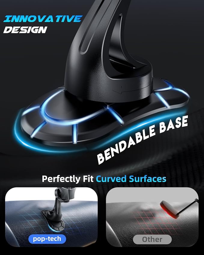pop-tech for MagSafe Adhesive Car Mount, Strong Magnets Car Phone Holder Mount for Dashboard, 360° Rotation Magnetic Cell Phone Dash Holder Curved Fit for iPhone 16 Pro Max 15 14 13 12 Series - Image 2