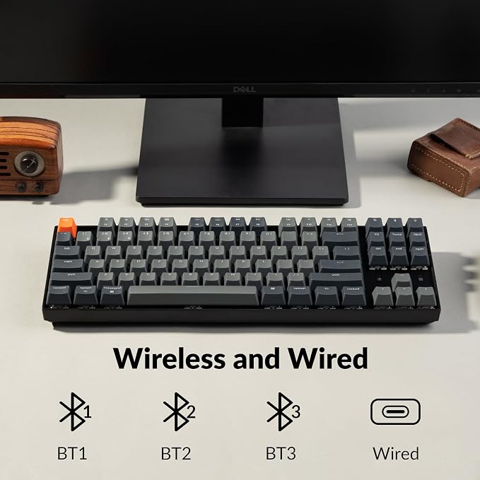 Keychron K8 Tenkeyless Wireless Mechanical Keyboard for Mac, White Backlight, Bluetooth, Multitasking, Type-C Wired Gaming Keyboard for Windows Red Switch - Image 2