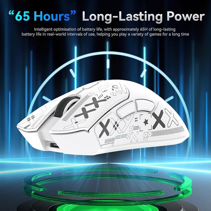 ATTACK SHARK X68HE 60% Wired RT 8K Keyboard+Wireless R1 Mouse-White Contour | Adjustable Actuation,Hall Effect Mechanical Magnetic Switch,Coiled Cable,USB C/2.4Ghz/BT Ultralight 18K DPI Mice for PC Gamer - Image 8