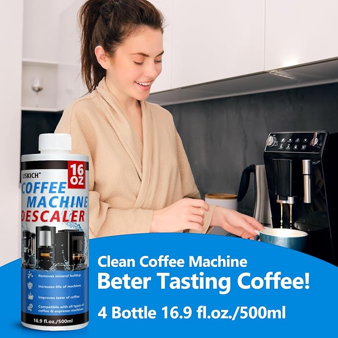 4 Pack Coffee Machine Descaler Descaling Solution -16 Uses,Descaling Solution for Descaling Solution for Keurig, Nespresso, Delonghi,Espresso Machines - Image 3