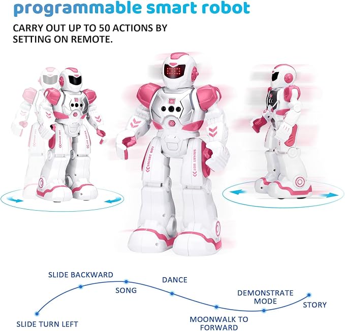 KingsDragon Robots Toy for Kids, RC Gesture Sensing Toy, Interactive Walking Singing Dancing Robot Birthday Presents for Boys Girls Age 6 7 8 9 Years Old,Pink - Image 8