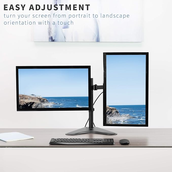 VIVO Dual 13 to 30 inch Monitor Free-Standing Mount, Fully Adjustable Desk Stand, Holds 2 Flat or Curved Display Screens, STAND-V102F - Image 8