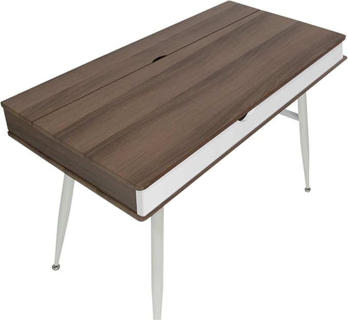Calico Designs Alcove Modern Desk with Large Split Drawer Storage, White/Chestnut - Image 9