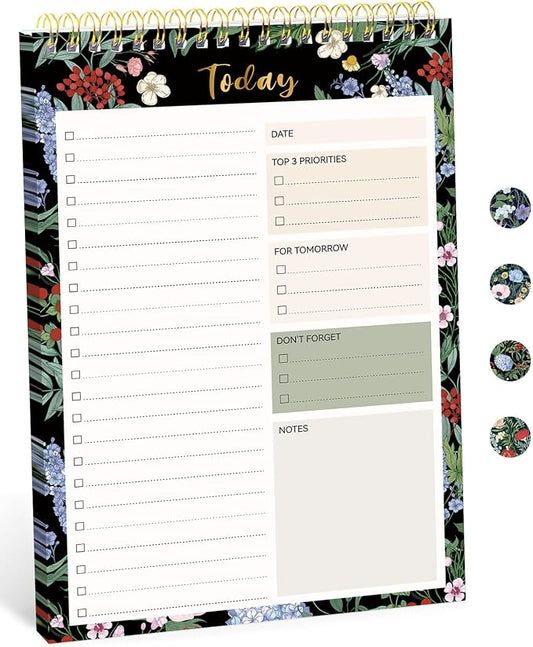 Taja To Do List Notepad, Undated Daily Planner for Work and Goal Setting | Forest Bloom, 52 Sheets, 9.8" x 6.5" , for Office, Home and school, Daily Task Planning, Notes and Everyday Organization by Taja