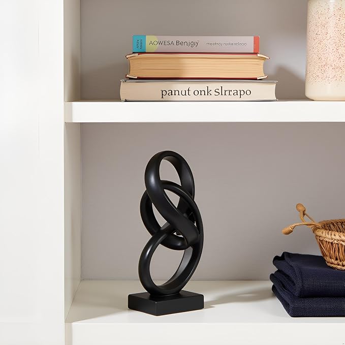 10" Modern Abstract Ribbon Decorative Sculpture, Knot Sculptures,Home Decor,Coffee Table Statues,Dining Living Room Desk Decor（Black） - Image 8