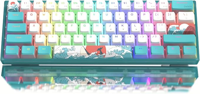 Womier 60% Percent Keyboard,WK61 V2 Mechanical RGB Wired Gaming Keyboard,Hot-Swappable Creamy Key Board with PBT Keycaps,Linear Red Switch for Windows/MAC (Blue) by Womier
