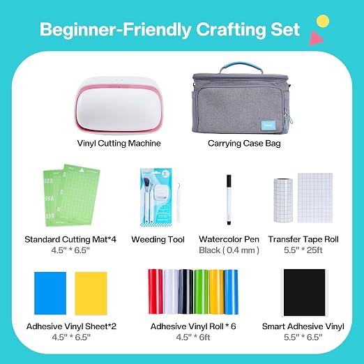 Likcut Vinyl Cutter Machine Creator Bundle with Carrying Case & Accessories, User-Friendly Sticker Maker Set, Portable Vinyl Printer for Sticker Joy Craft & Home Decor, School Project - Image 2