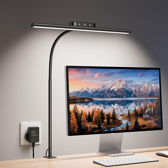 Lepro Led Desk Lamp for Home Office, Desk Light with Clamp, 11W 700LM Black | Clip on Task Light, Eye Caring 25 Lighting Modes, Flexible Gooseneck, Architect Lamp for Monitor, Workbench, Draft, Crafts by Lepro