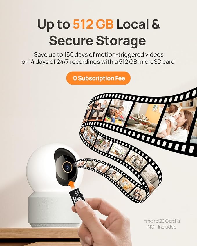 Anona 4K UHD Indoor Camera, Pet/Dog/Baby Security Camera with Phone App, 360°Pan-Tilt, 5G/2.4G Dual-Band Wi-Fi 6, Auto-Tracking, Person/Pet/Baby Crying Detection, Privacy Mode, Two-Way Audio, 2 Pack - Image 6