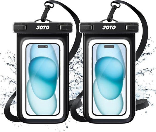 JOTO 2 Pack Universal Waterproof Phone Case for iPhone 17 Air 16 15 14 13 12 11 Plus Pro Max, IPX8 Cellphone Dry Bag XR X SE, Galaxy S23 S22 S21 S20+ S20 S10 Plus Note, Pixel up to 7" -Black by JOTO