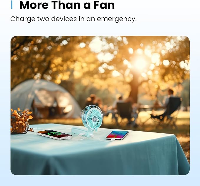 KIBEE Portable Misting Fan - 4000mAh Rechargeable, 50ml Water Tank, Foldable 180° Handheld with Mist Spray, 3-Speed Personal, Portable Charger for Travel, Outdoors, Makeup & More(Green) - Image 6