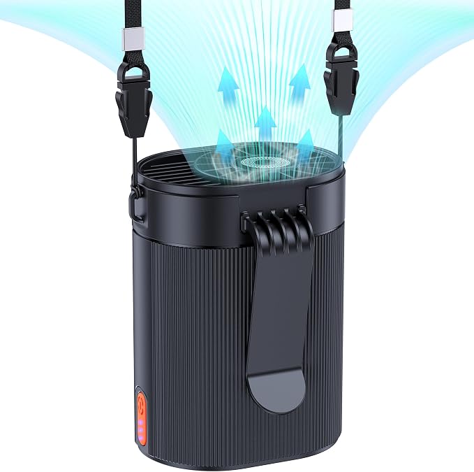 Portable Waist Fan, 6600RPM Strong Airflow Belt Fan with 25H Working Time, 4 Speeds Rechargeable Personal Fan, Hands-Free Wearable Shirt & Neck Fan for Outdoor Camping Jobsite, Black - Image 9