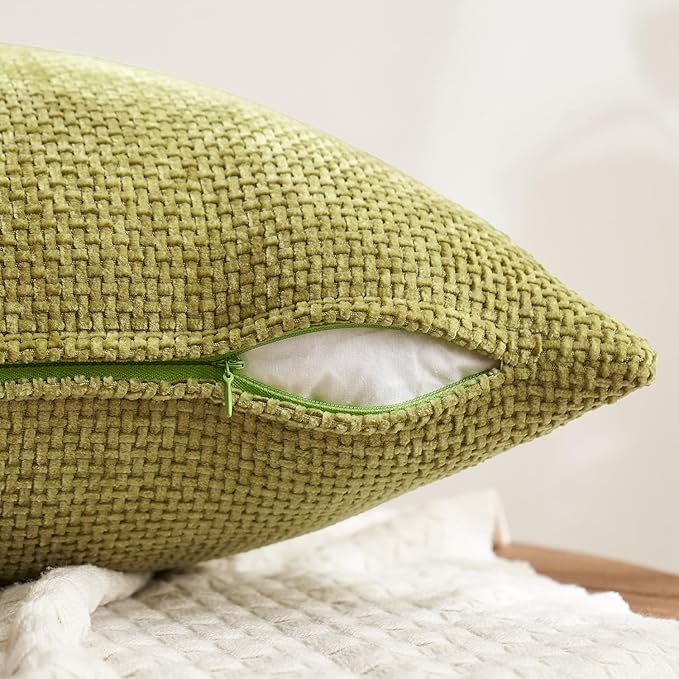 MIULEE Pack of 4 Burnt Orange Couch Throw Pillow Covers 18x18 Inch Yellow Green Soft Decorative Chenille Pillows Farmhouse Accent Cushions for Boho Fall Home Decor Sofa Bedroom Living Room - Image 3
