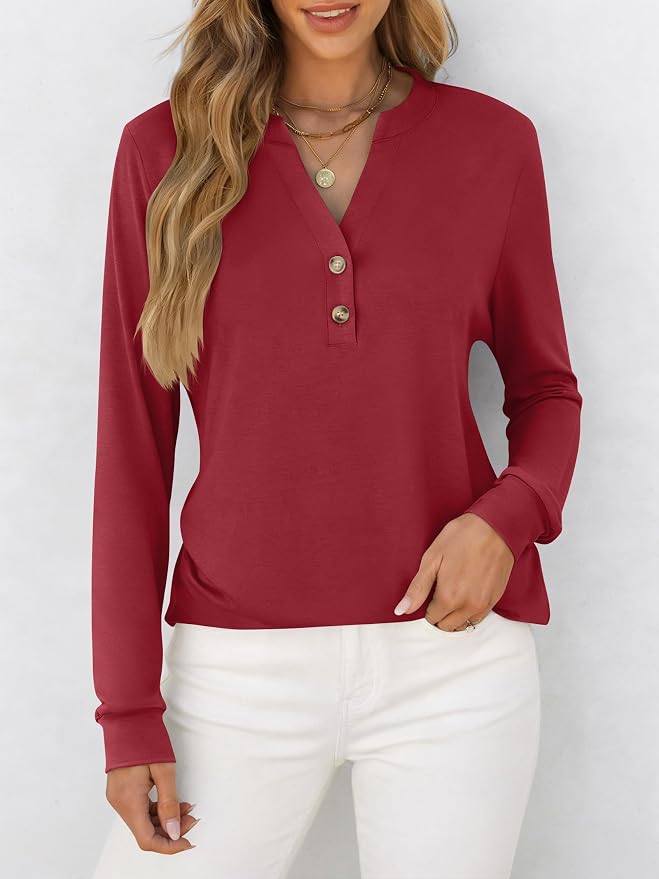 ANRABESS Women's Long Sleeve Shirts 2026 Spring Fashion Dressy Casual Tops Trendy Henley Blouses Cute Work Outfits Clothes - Image 3