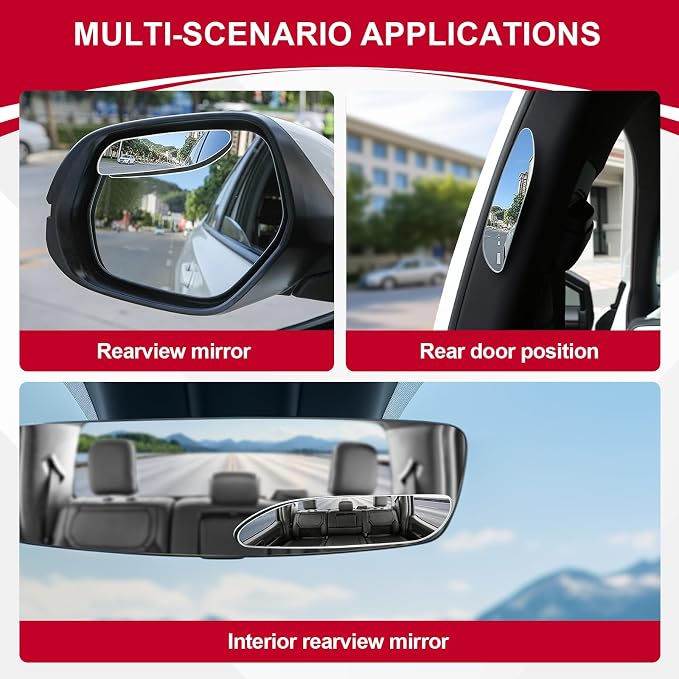 LivTee Long Blind Spot Mirror, Strip HD Glass Frameless Convex Rear View Mirrors Exterior Accessories with Wide Angle Adjustable Stick for Car SUV and Trucks, Pack of 2 - Image 6