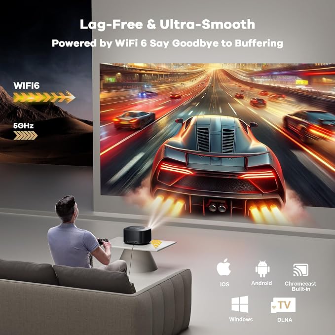 Outdoor-Projector-4K with WiFi and Bluetooth:[3500 Bright/60W Dolby Audio/Official Licensed Apps],Smart-Projector with AI Auto Focus,ONOAYO ONO5Pro 2.0 Movie Projector for Indoor/Outdoor 2026New - Image 7