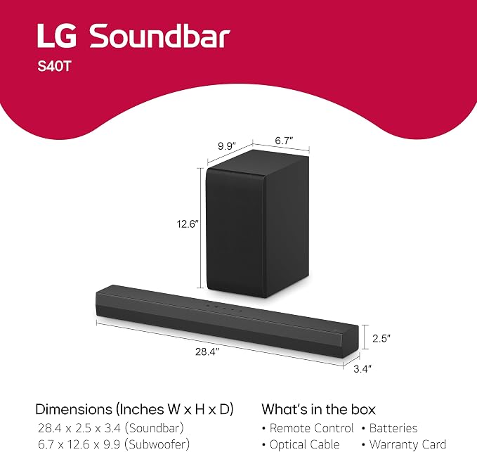 LG S40T 2.1 ch.Soundbar with Wireless Subwoofer, TV Synergy, Wow Interface, AI Sound Pro - Image 2