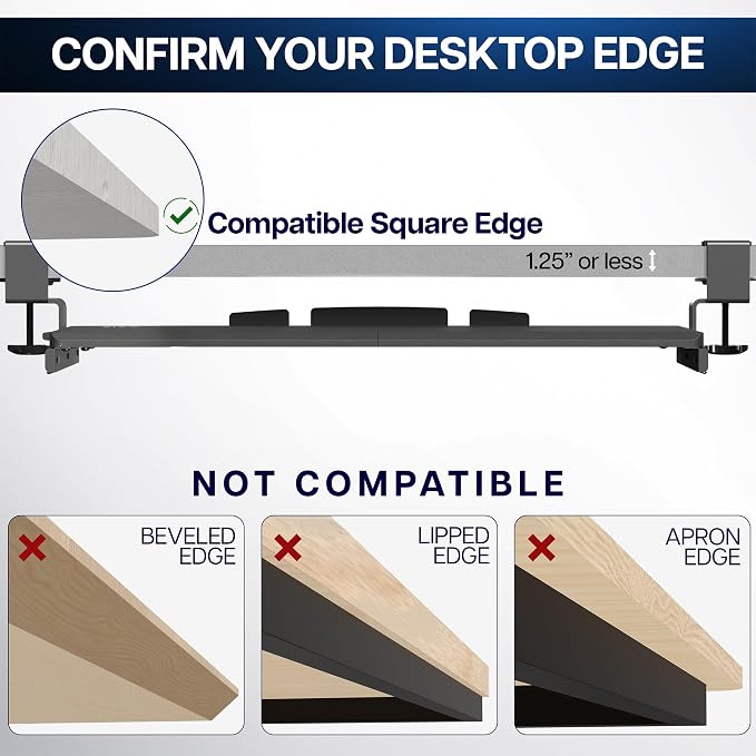 VIVO Black Extra Large 34 x 11 in Under Desk Keyboard Tray, MOUNT-KB15EB | Keyboard Tray for Typing, Slide Out Platform, Extra Sturdy C-Clamp Mount System, Computer Drawer, Black Frame - Image 7