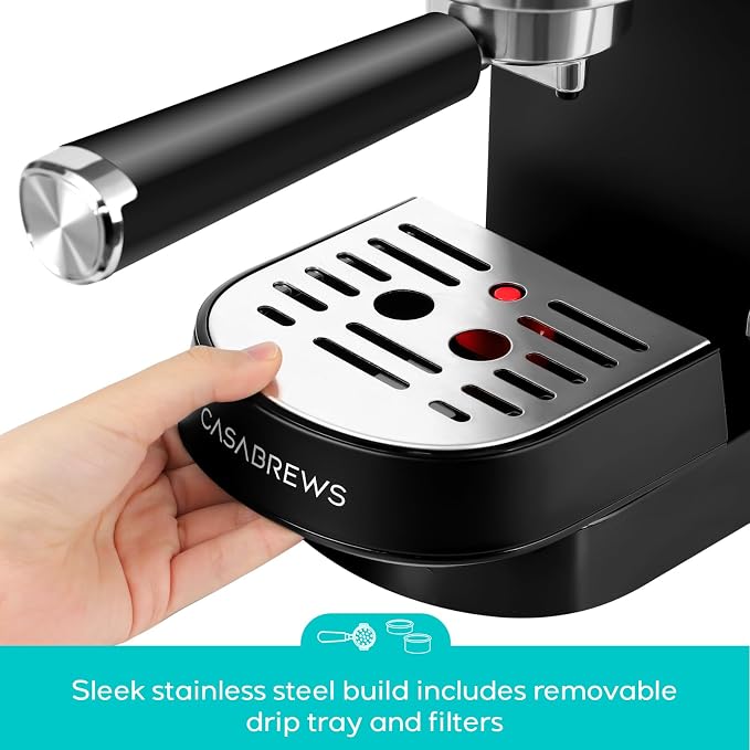 CASABREWS CM5418 Espresso Machine, Espresso Coffee Maker with Steam Wand | Stainless Steel, 20-Bar Pump, Built-in Pressure Gauge, Powerful Steam Wand for Cappuccino Latte for Home, 34oz Water Tank - Image 6
