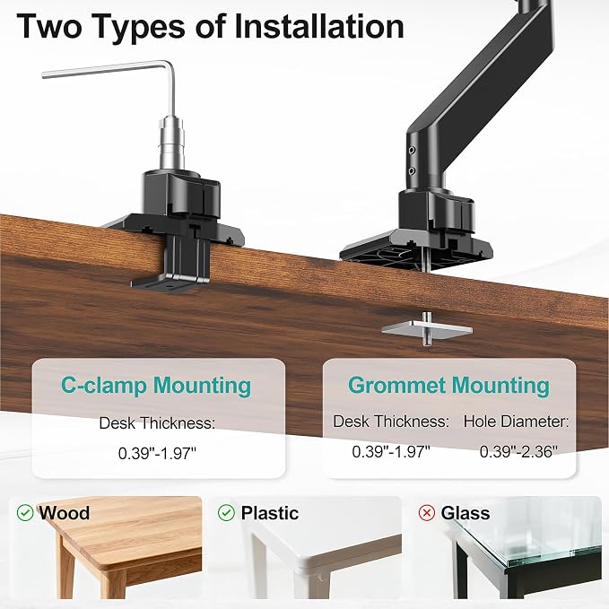 MOUNT PRO Heavy Duty Monitor Arm for 49 inch Ultrawide Screen up to 44 lbs, Single Desk Computer Mount Curved Monitor Stand for Samsung Odyssey G9, Adjustable Gas Spring VESA Mount 75x75 100x100 - Image 7